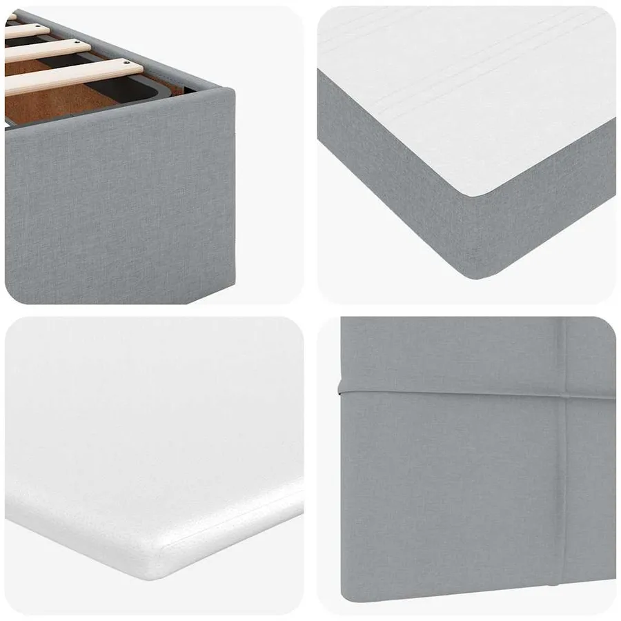 Cadre de lit ottoman et matelas gris clair 140x200 cm tissu - 14