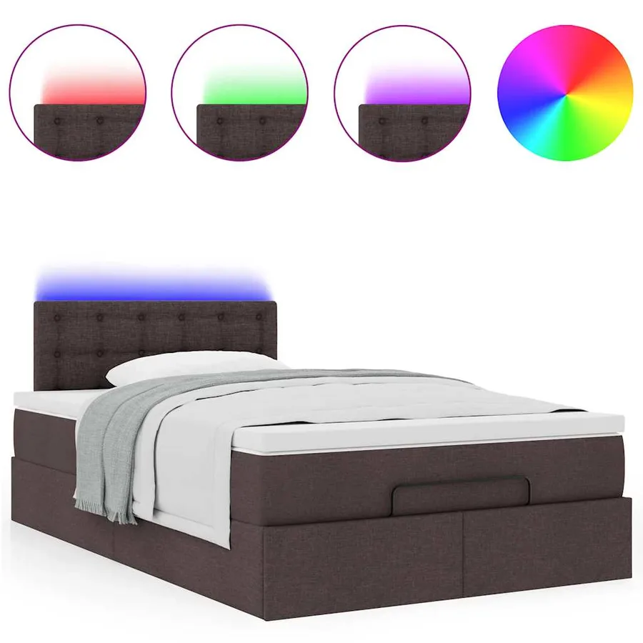 Cadre de lit ottoman avec matelas marron foncé 120x190 cm tissu - 5
