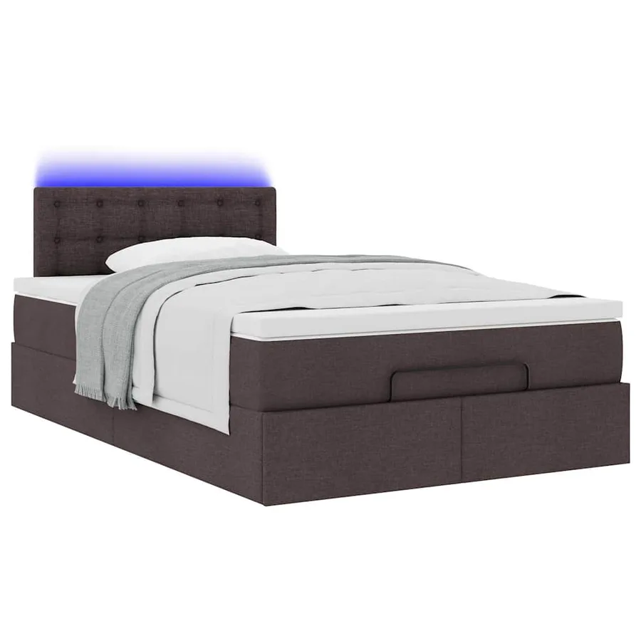 Cadre de lit ottoman avec matelas marron foncé 120x190 cm tissu - 6