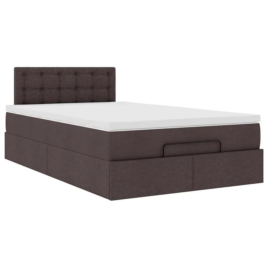 Cadre de lit ottoman avec matelas marron foncé 120x190 cm tissu - 7