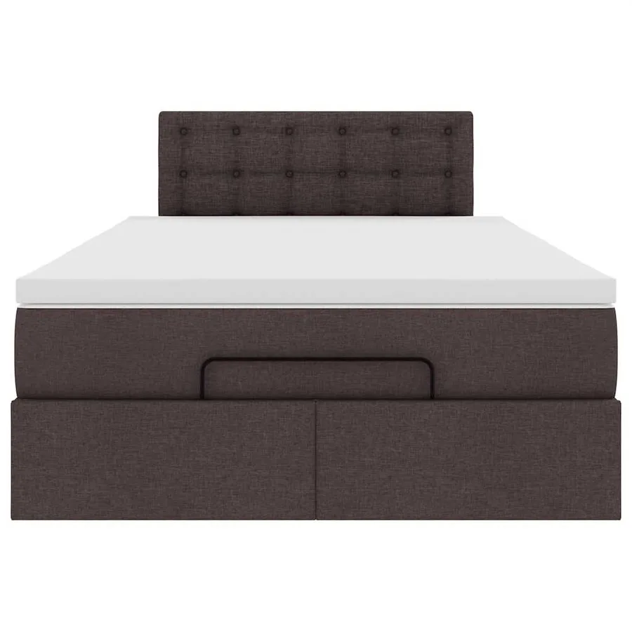 Cadre de lit ottoman avec matelas marron foncé 120x190 cm tissu - 8
