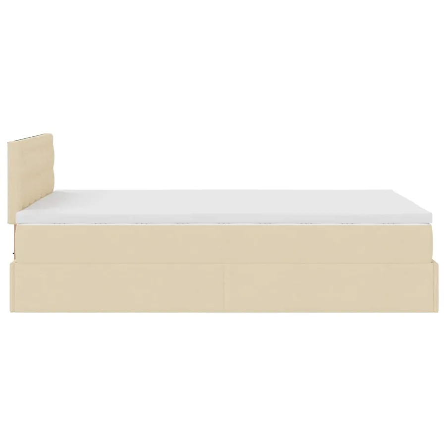 Lit ottoman avec matelas et LED crème 120x190 cm tissu - 11