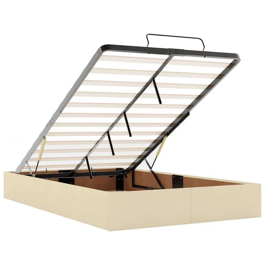 Lit ottoman avec matelas et LED crème 120x190 cm tissu - 13