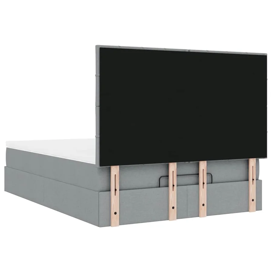 Cadre de lit ottoman et matelas gris clair 140x200 cm tissu - 11
