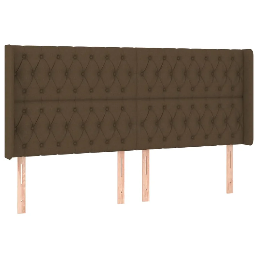 Tête de lit avec oreilles Marron foncé 183x16x118/128 cm Tissu - 2