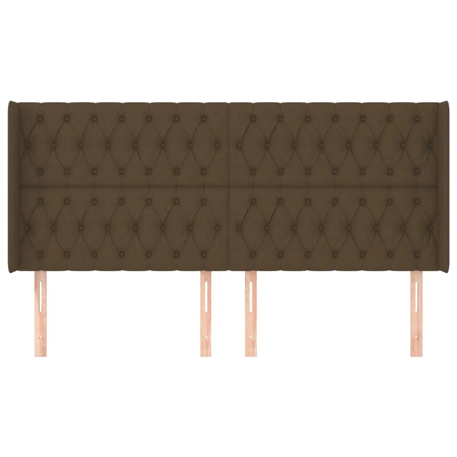 Tête de lit avec oreilles Marron foncé 183x16x118/128 cm Tissu - 3