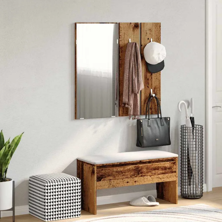 Ensemble de meubles de couloir vieux bois bois d'ingénierie - 2