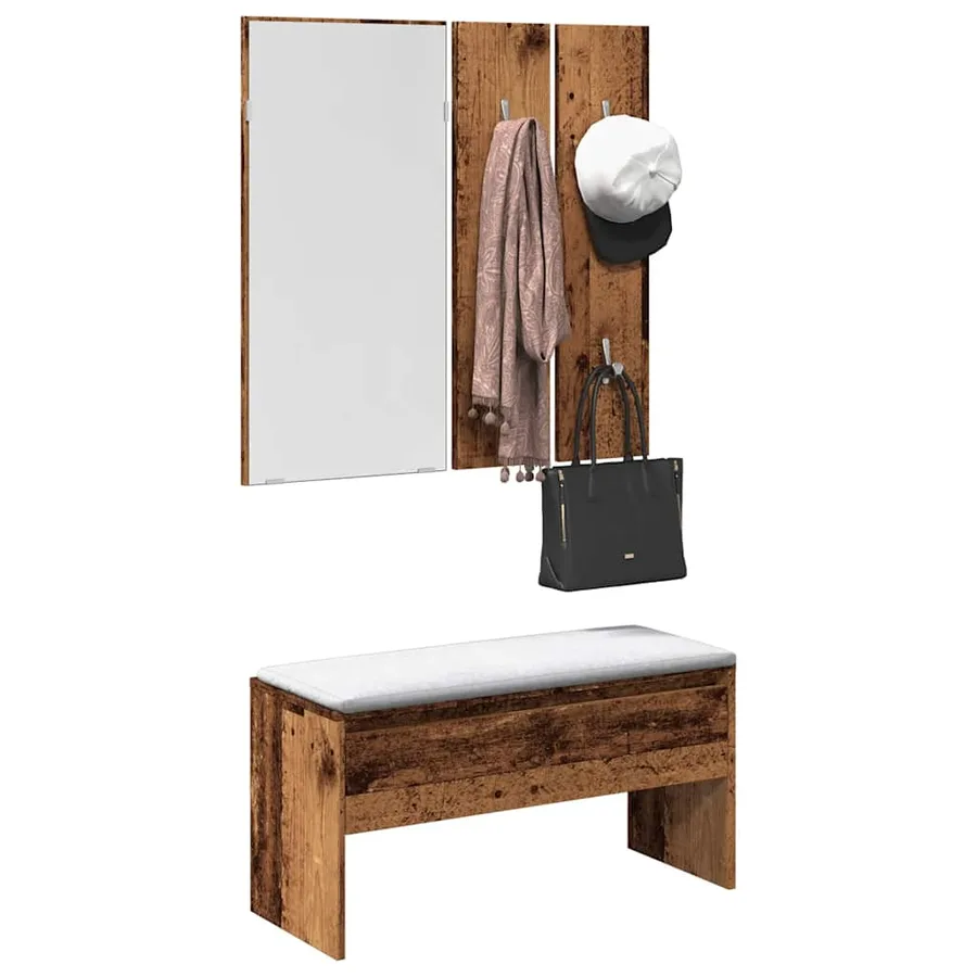 Ensemble de meubles de couloir vieux bois bois d'ingénierie - 3