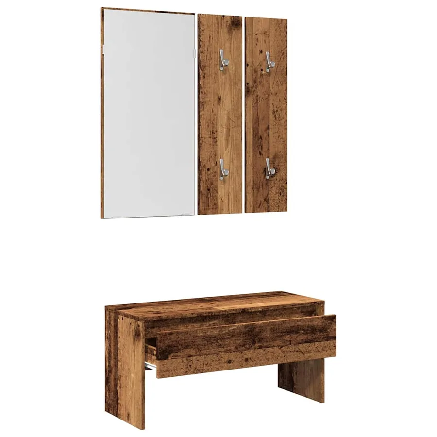 Ensemble de meubles de couloir vieux bois bois d'ingénierie - 4