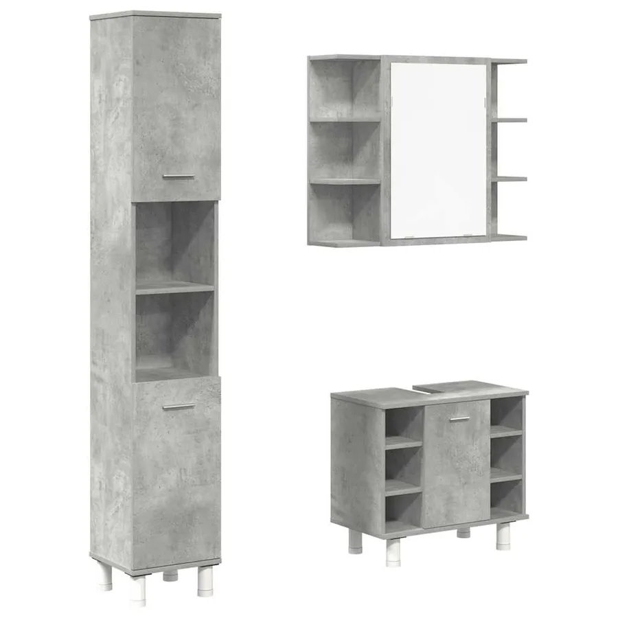 Ensemble de meubles de salle de bain 3 pcs gris béton - 2