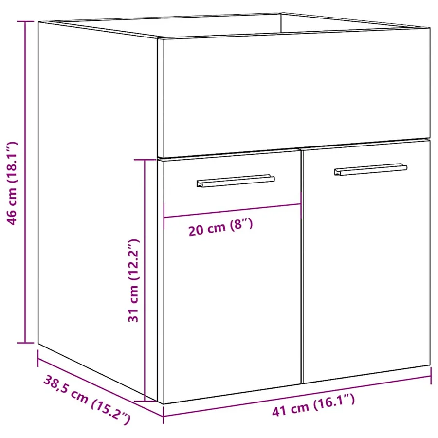 Armoire lavabo de salle de bain chêne sonoma 41x38,5x46 cm - 10