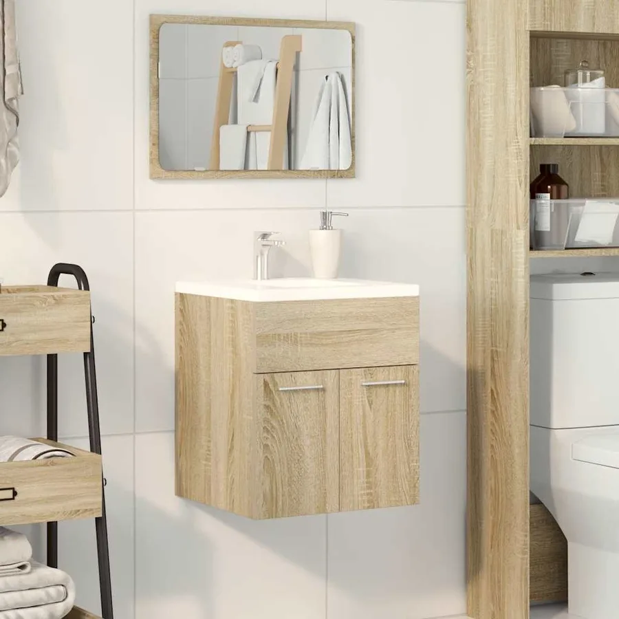 Armoire lavabo de salle de bain chêne sonoma 41x38,5x46 cm - 3