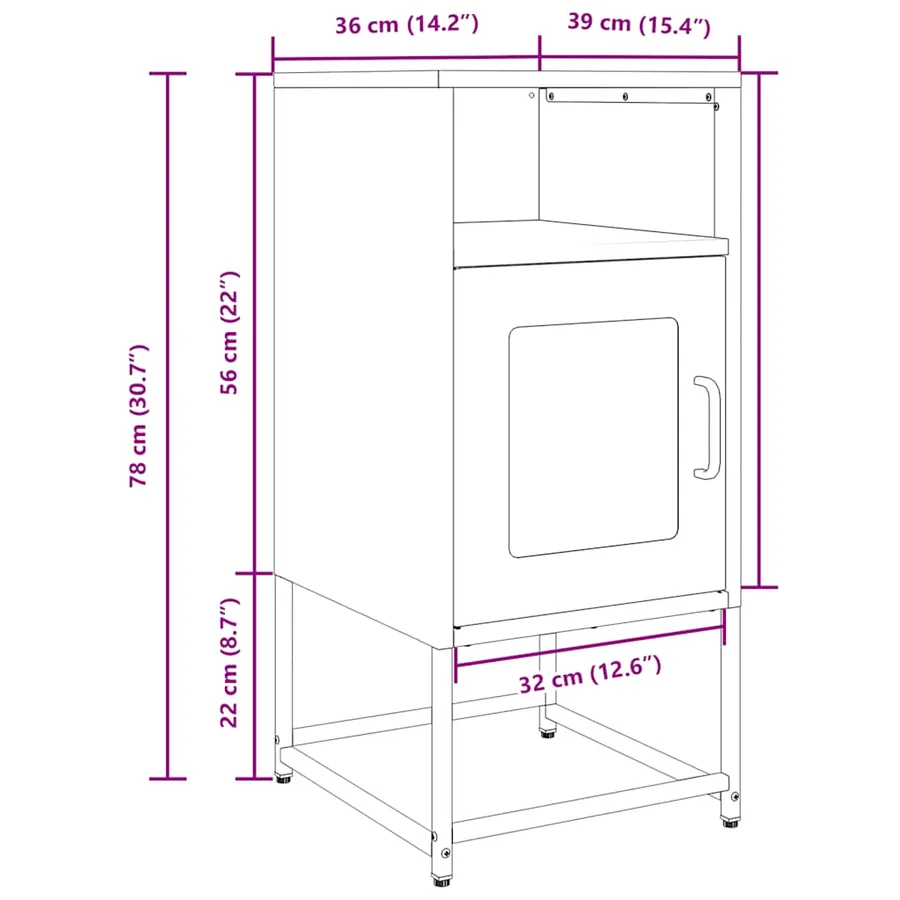 Table de chevet blanc 36x39x78 cm acier laminé à froid - 14