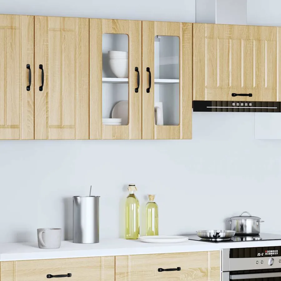 Armoire murale de cuisine avec porte vitrée "Lucca" en chêne Sonoma - 4