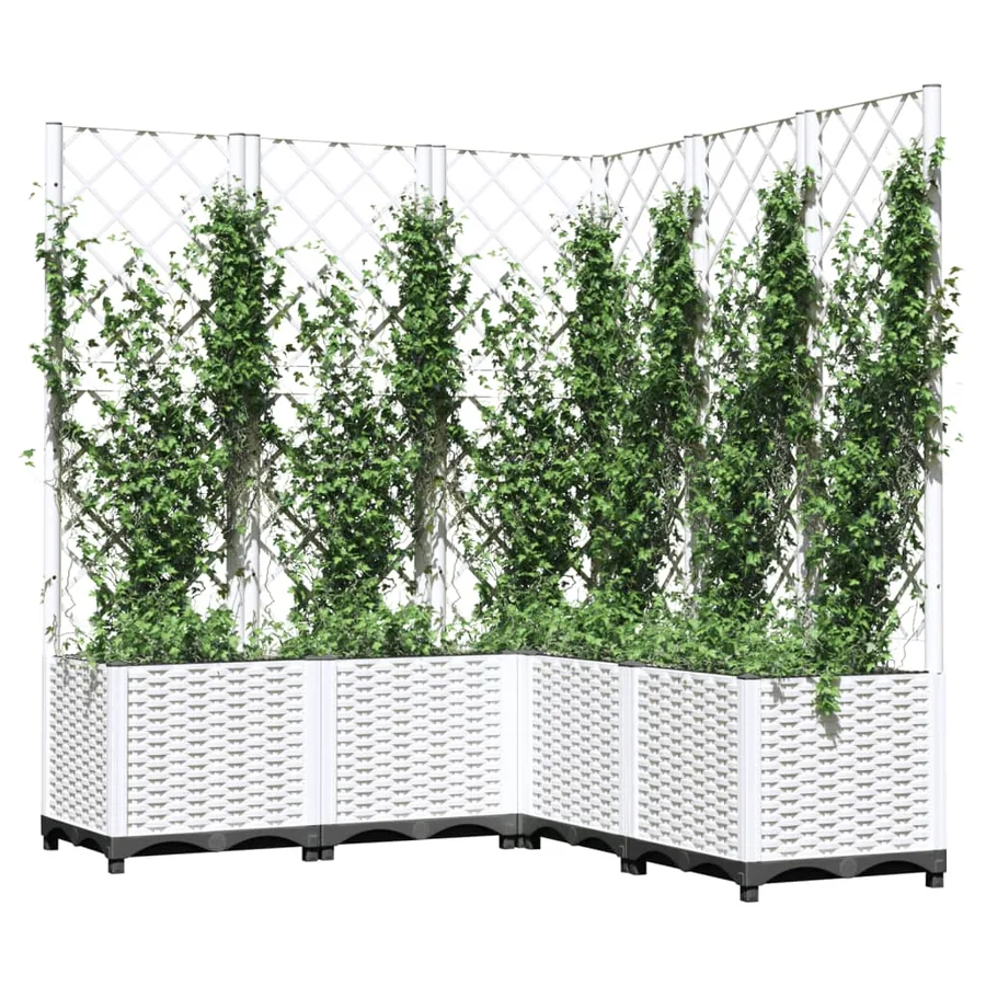 Jardinière avec treillis Blanc 120x120x136 cm PP - 7