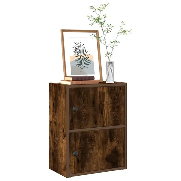 Bibliothèque chêne fumé 40x24x52 cm bois d'ingénierie
