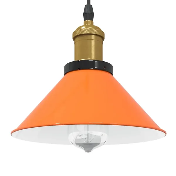 Lampe suspendue réglable hauteur E27 orange brillant métal