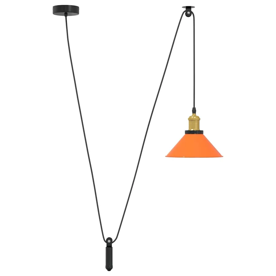 Lampe suspendue réglable hauteur E27 orange brillant métal - 2