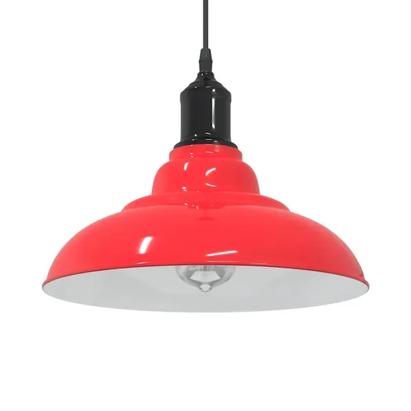 Lampe suspendue réglable hauteur E27 rouge brillant Ø31cm métal