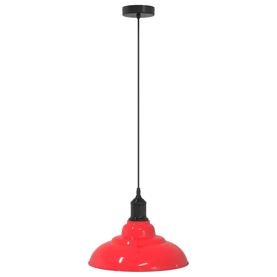 Lampe suspendue réglable hauteur E27 rouge brillant Ø31cm métal - 2
