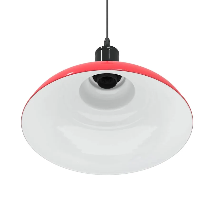 Lampe suspendue réglable hauteur E27 rouge brillant Ø31cm métal - 9
