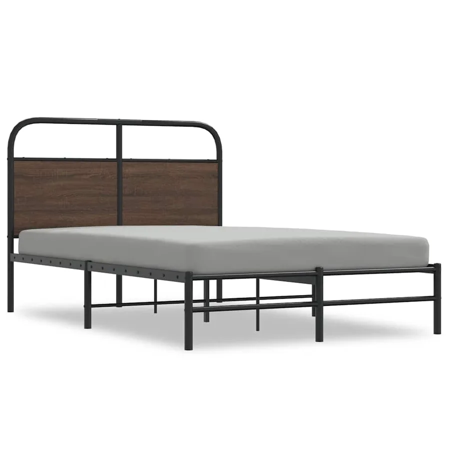 Cadre de lit sans matelas 135x190 cm chêne marron - 2