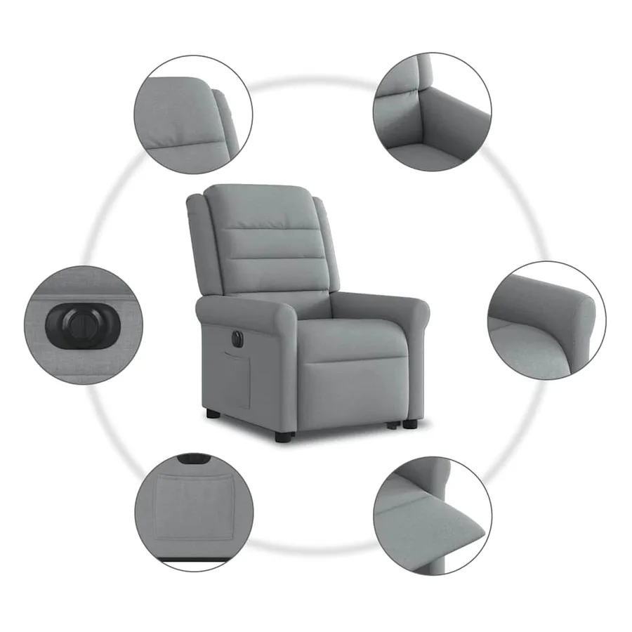 Fauteuil inclinable électrique gris clair tissu - 11