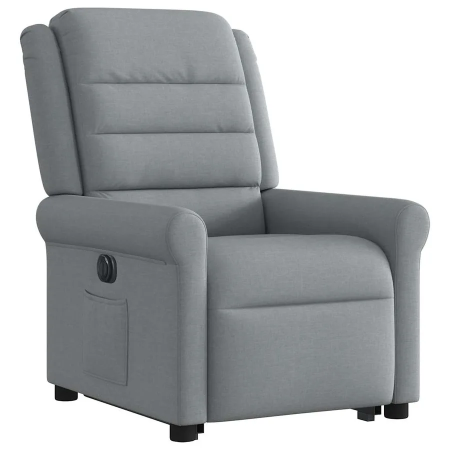 Fauteuil inclinable électrique gris clair tissu - 4