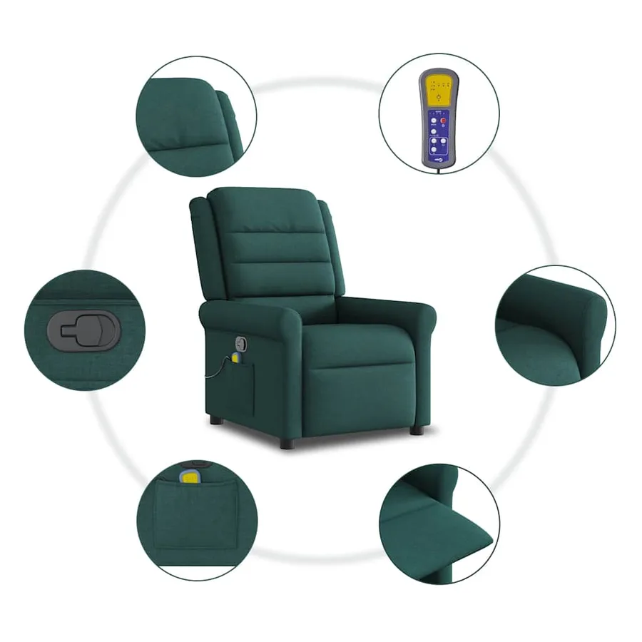 Fauteuil de massage inclinable Vert foncé Tissu - 10