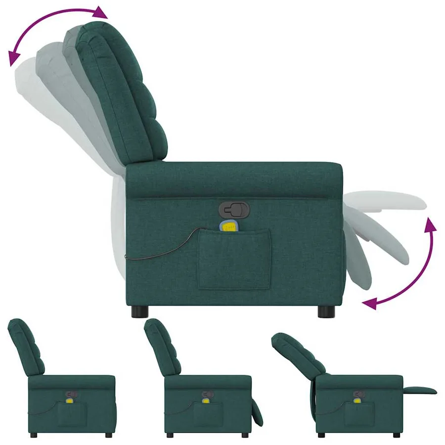 Fauteuil de massage inclinable Vert foncé Tissu - 6