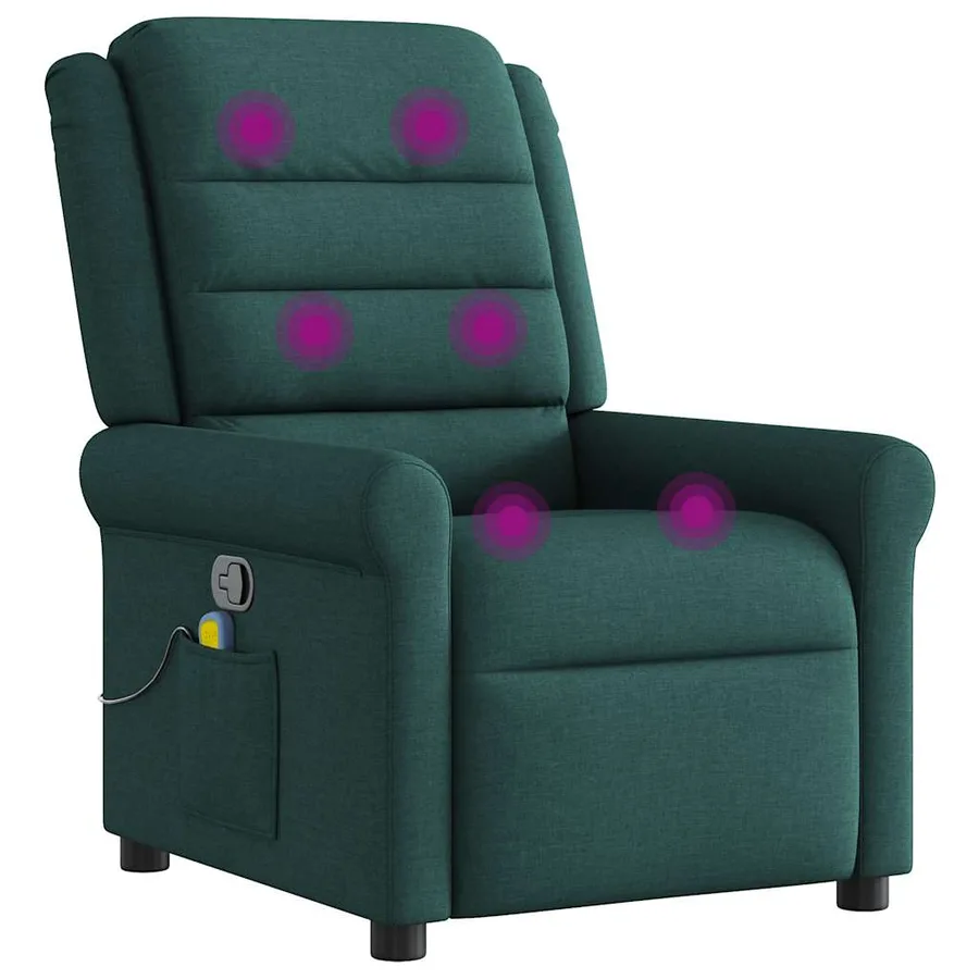 Fauteuil de massage inclinable Vert foncé Tissu - 7