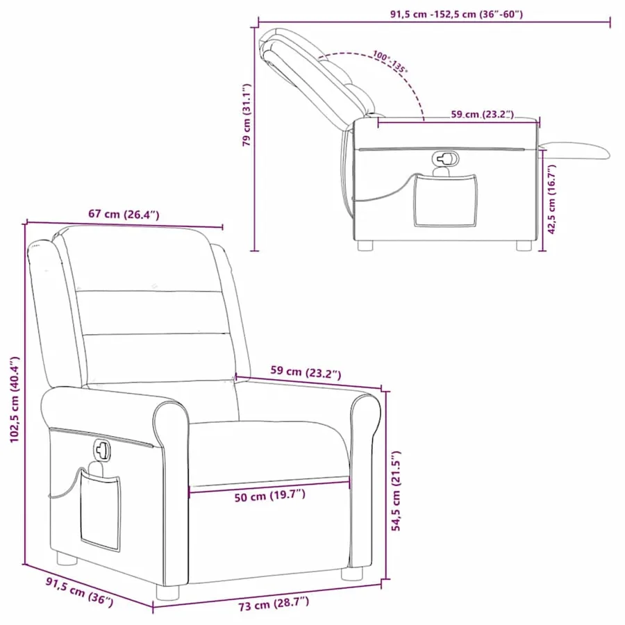 Fauteuil de massage inclinable Gris clair Tissu - 13