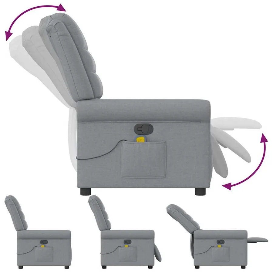 Fauteuil de massage inclinable Gris clair Tissu - 6