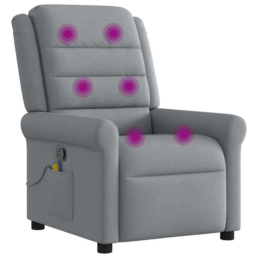 Fauteuil de massage inclinable Gris clair Tissu - 7