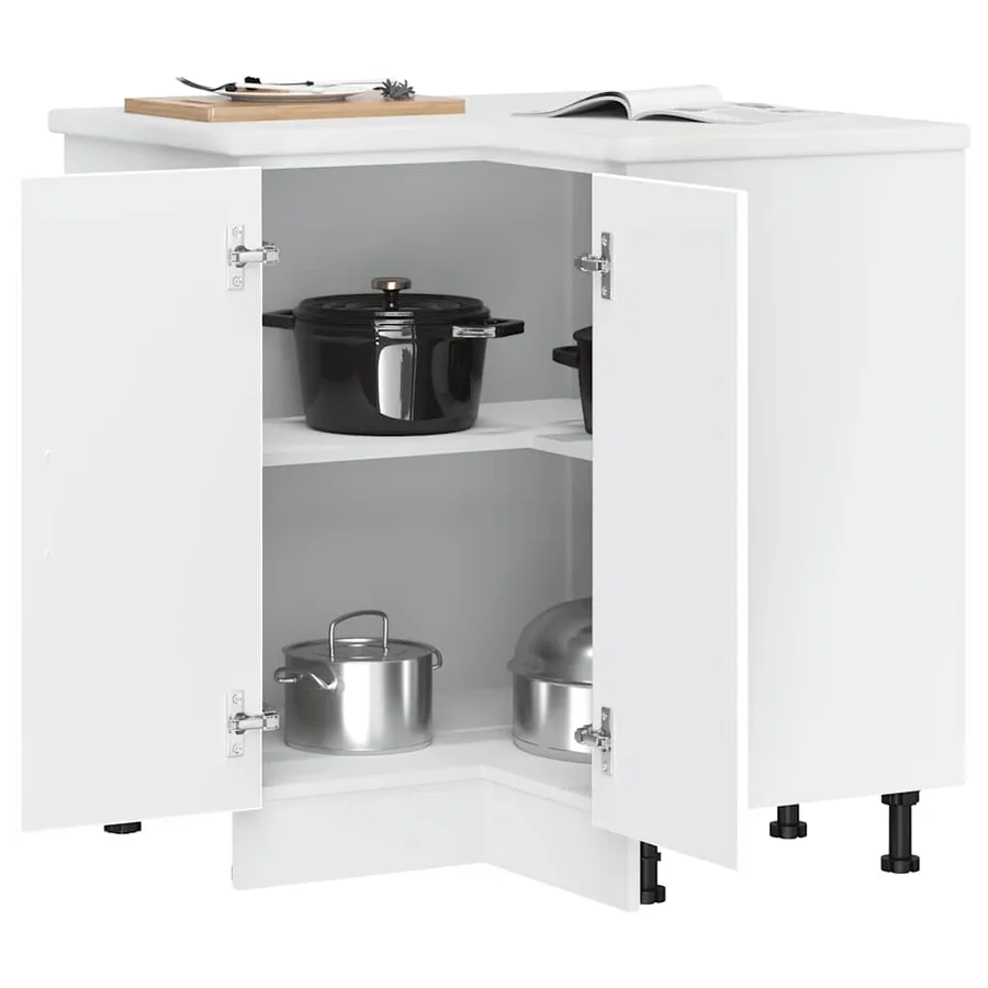 Armoire d'angle de cuisine Lucca blanc bois d'ingénierie - 4