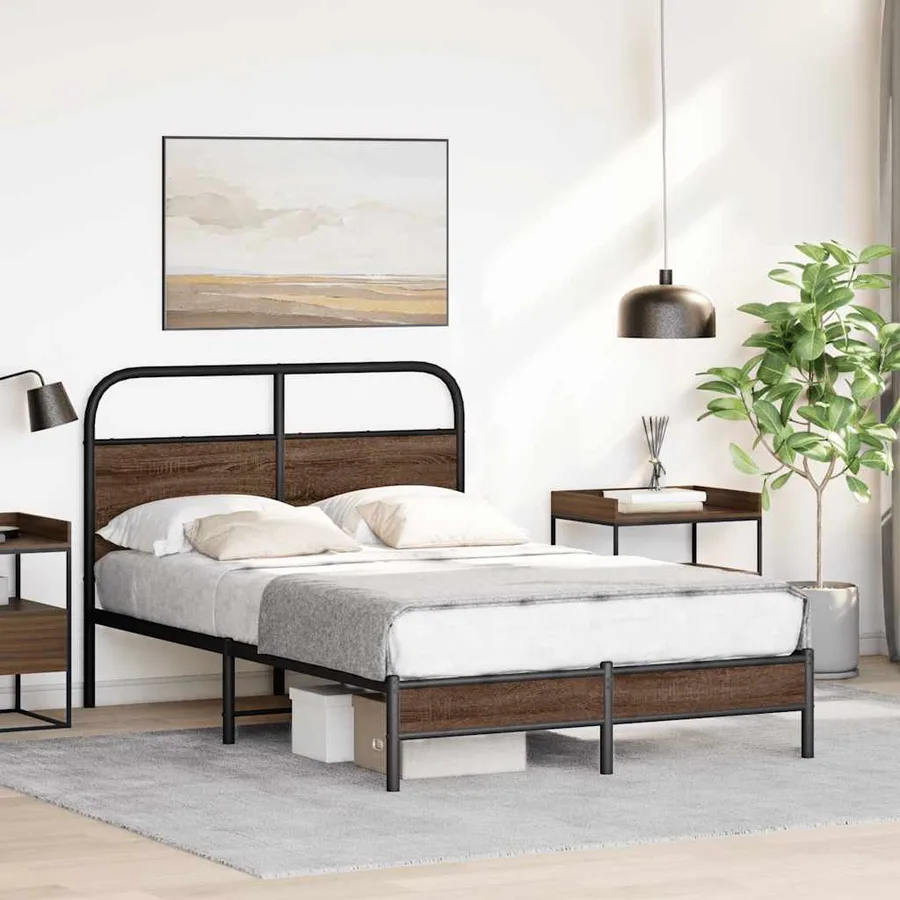 Cadre de lit sans matelas 120x190 cm chêne marron - 4