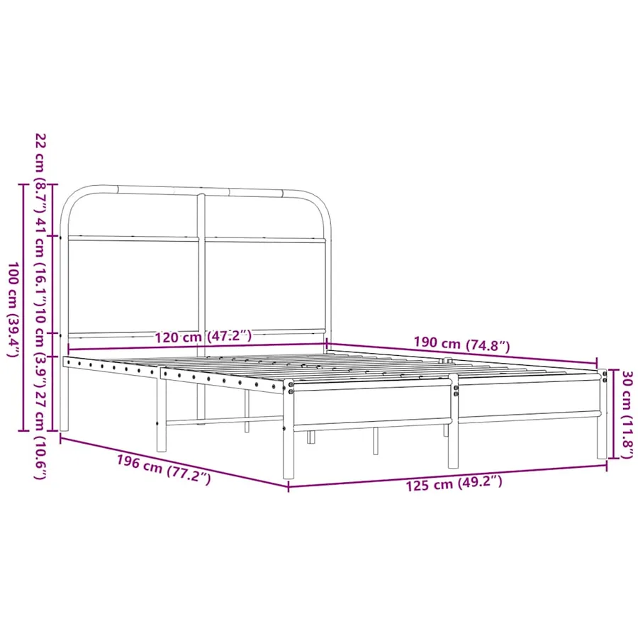 Cadre de lit sans matelas 120x190 cm chêne marron - 9