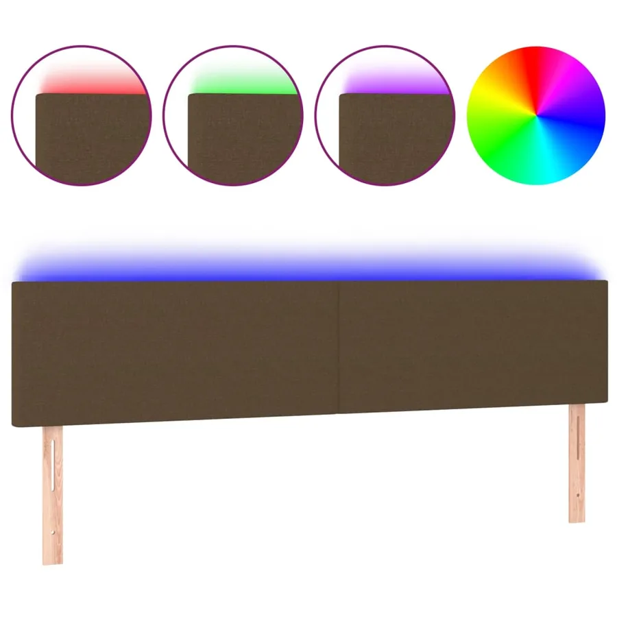 Tête de lit à LED Marron Foncé 180x5x78/88 cm Tissu - 2