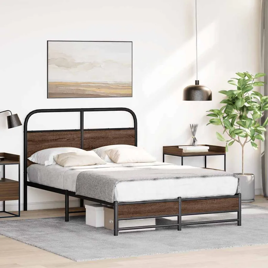 Cadre de lit sans matelas 120x200 cm chêne marron - 4