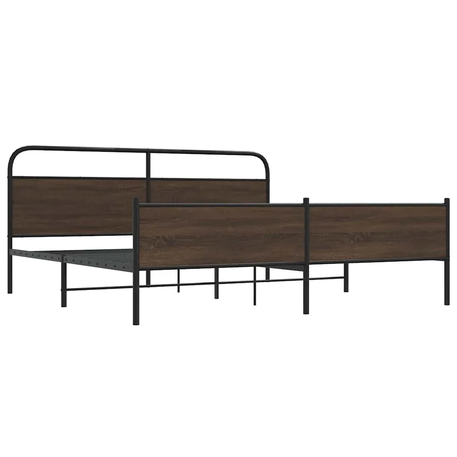 Cadre de lit en métal sans matelas chêne marron 200x200 cm - 3