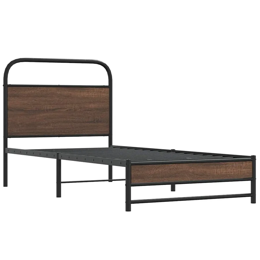 Cadre de lit sans matelas 90x200cm chêne marron bois ingénierie - 3