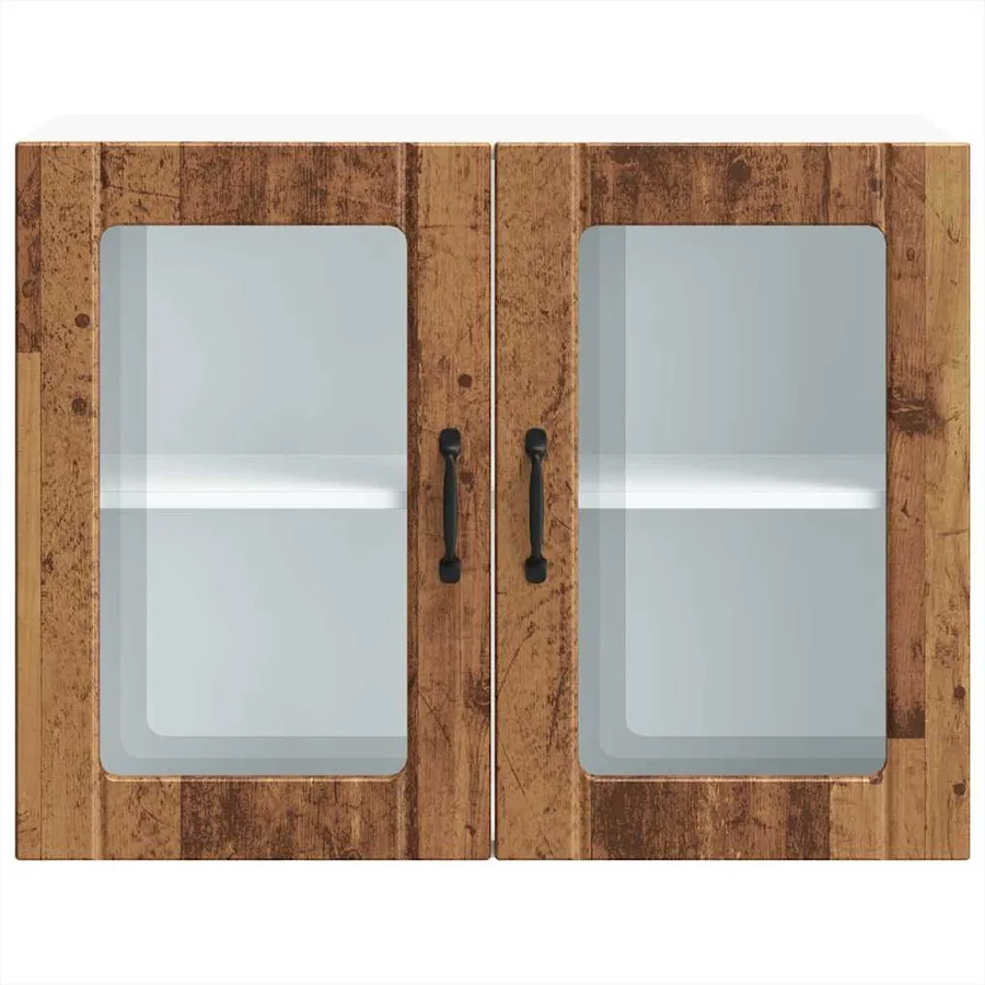 Armoire murale de cuisine avec porte en verre Lucca vieux bois - 6