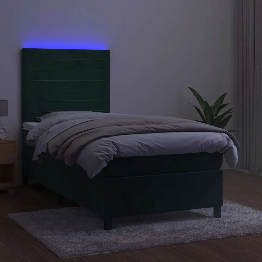 Sommier à lattes de lit matelas LED Vert foncé 90x190cm Velours - 4