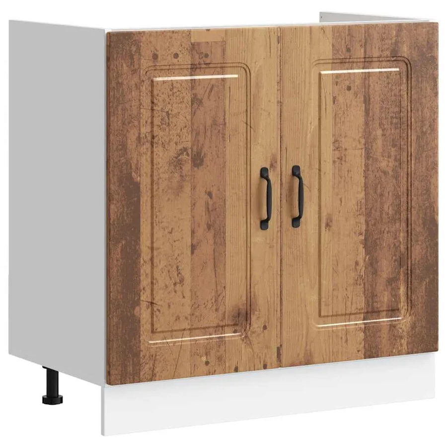 Meuble bas pour évier Kalmar noir 80x46x81,5 cm bois ingénierie - 2