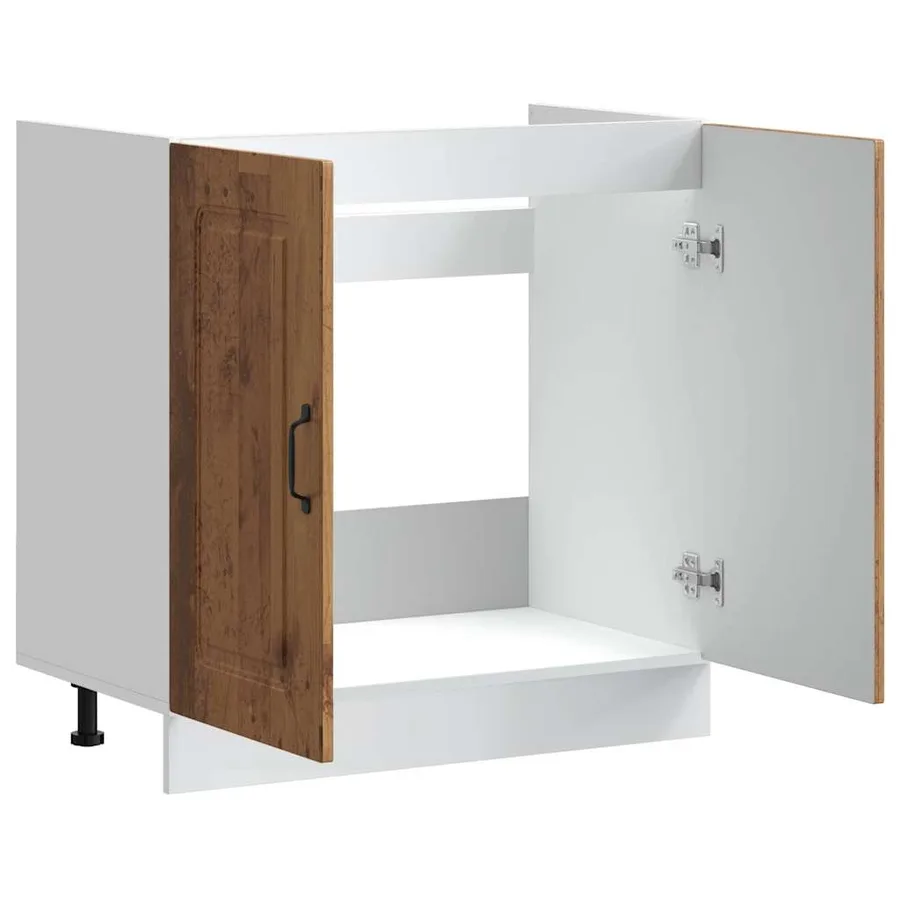 Meuble bas pour évier Kalmar noir 80x46x81,5 cm bois ingénierie - 5