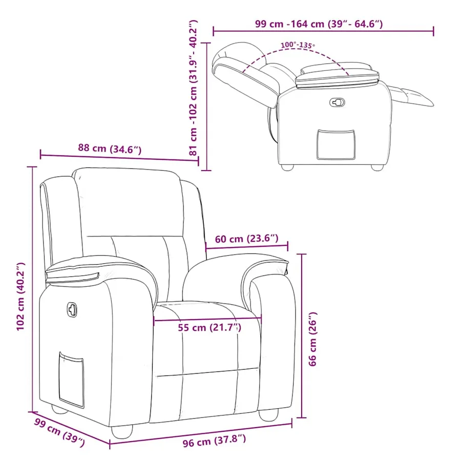 Fauteuil inclinable Crème Tissu - 12