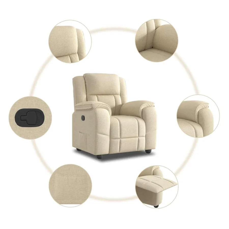 Fauteuil inclinable Crème Tissu - 7