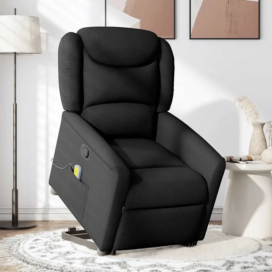Fauteuil de massage inclinable Noir Tissu - 2