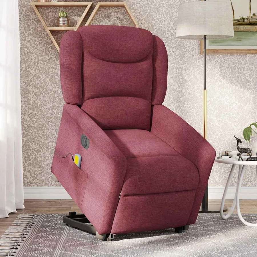 Fauteuil inclinable de massage électrique Rouge bordeaux Tissu - 2