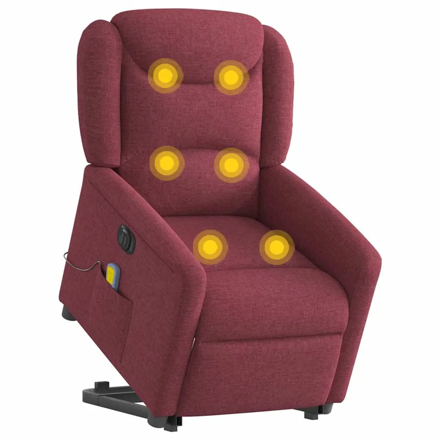 Fauteuil inclinable de massage électrique Rouge bordeaux Tissu - 3